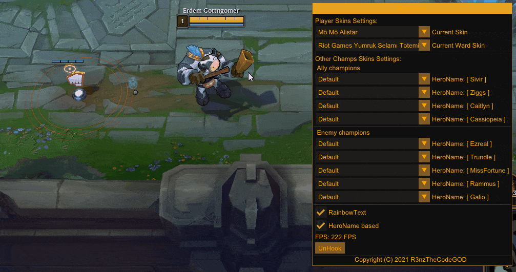 R3nzSkin in action